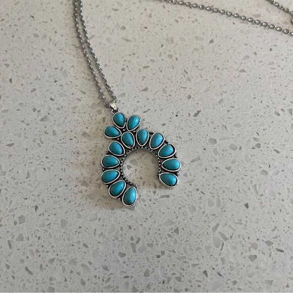 Fake Turquoise Decor Necklace western style - Picture 5 of 11
